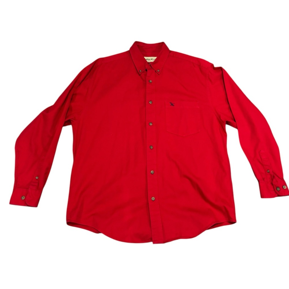 Eddie Bauer Men’s Red Cotton Long Sleeve Industrial Grade Shirt-size M/M